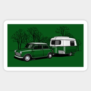 The cute small car and caravan to enjoy vacation Sticker